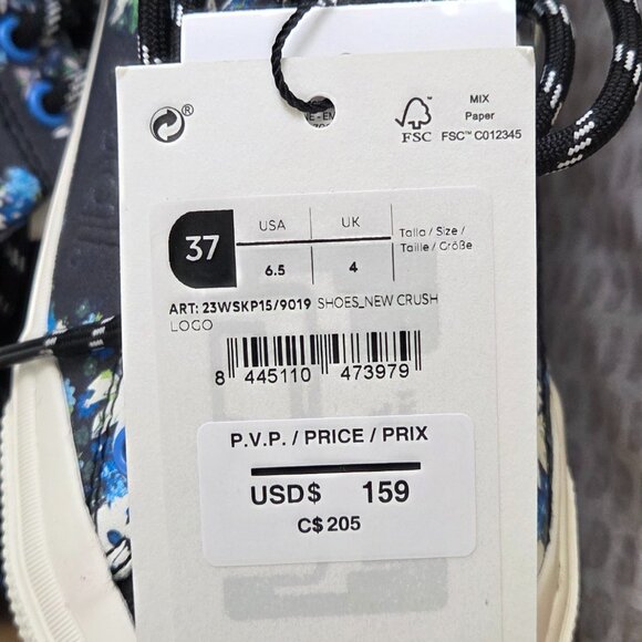 DESIGUAL NEW sneakers black flowers US6.5 With a box. - Picture 4 of 7